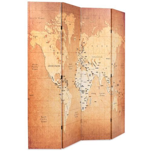 Cloison de séparation pliable 160 x 170 cm Carte du monde Jaune - Photo n°3; ?>