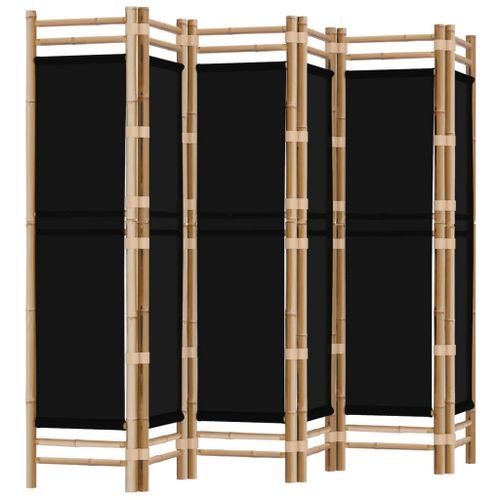 Cloison de séparation pliante 6 panneaux 240 cm Bambou et toile - Photo n°2; ?>