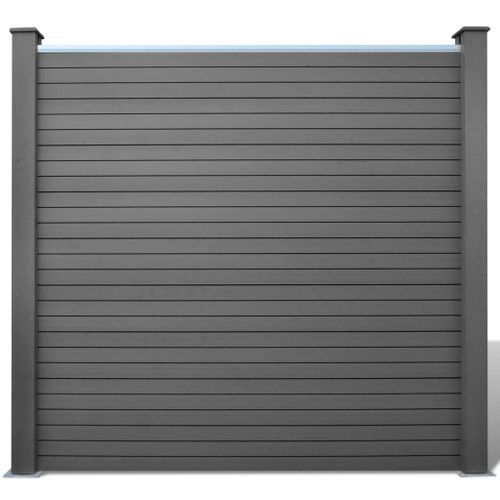 Clôture 2 carrées et 1 inclinée WPC 460 cm Gris - Photo n°3; ?>