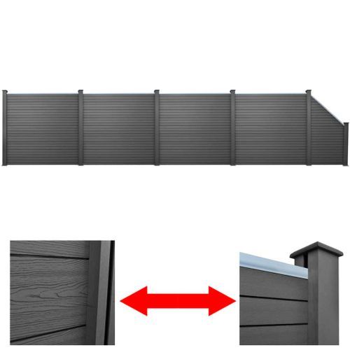 Clôture 4 carrées et 1 inclinée WPC 815 cm Gris - Photo n°2; ?>