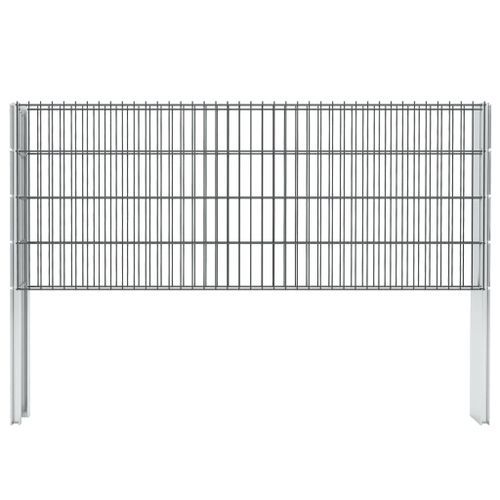 Clôture de gabion 2D Acier galvanisé 2,008x0,83m 16m total Gris - Photo n°2; ?>