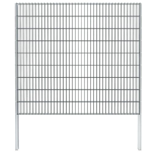 Clôture de gabion 2D Acier galvanisé 2,008x1,83m 4 m total Gris - Photo n°2; ?>