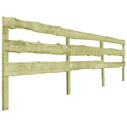 Clôture de jardin à 3 rails Pin imprégné 120 x 510 cm - Photo n°2; ?>