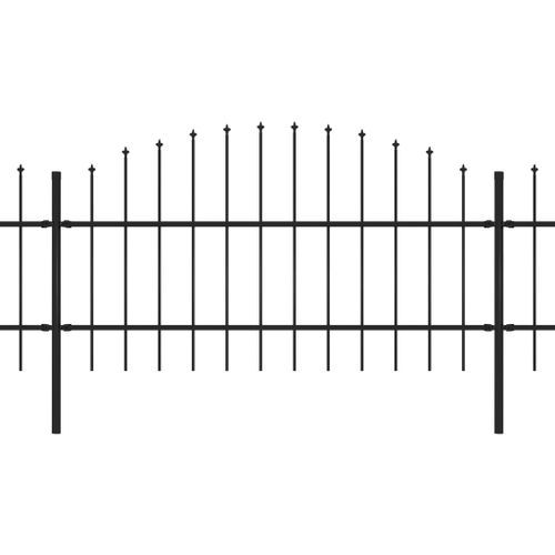 Clôture de jardin à dessus en lance Acier (0,75-1)x13,6 m Noir - Photo n°2; ?>