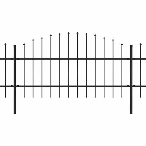 Clôture de jardin à dessus en lance Acier (0,75-1)x3,4 m Noir - Photo n°2; ?>