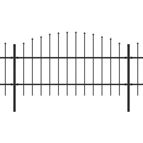 Clôture de jardin à dessus en lance Acier (0,75-1)x6,8 m Noir - Photo n°2; ?>