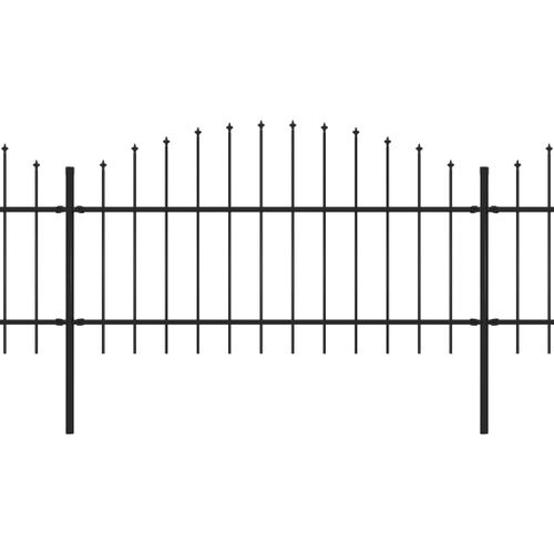 Clôture de jardin à dessus en lance Acier (1-1,25)x10,2 m Noir - Photo n°2; ?>