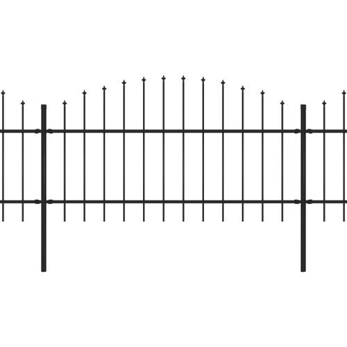 Clôture de jardin à dessus en lance Acier (1-1,25)x15,3 m Noir - Photo n°2; ?>