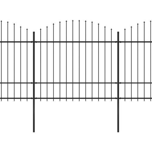 Clôture de jardin à dessus en lance Acier (1,5-1,75)x13,6m Noir - Photo n°2; ?>
