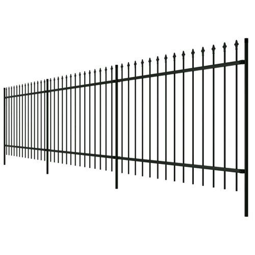 Clôture de jardin avec dessus pointu Acier 6 m Noir 4 - Photo n°3; ?>