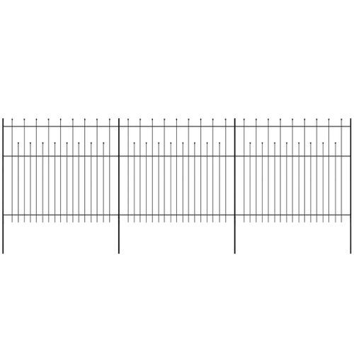 Clôture de jardin avec dessus pointu Acier 600x175 cm Noir 2 - Photo n°2; ?>