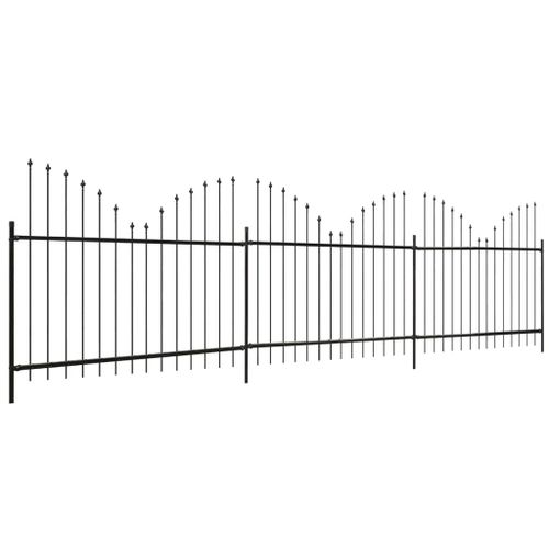 Clôture de jardin Dessus lance inversé Acier (1,25-1,5)x6m Noir - Photo n°2; ?>