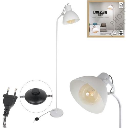 CMP Lampadaire - Blanc 1,72 m avec câble textile Noir et blanc - Photo n°2; ?>