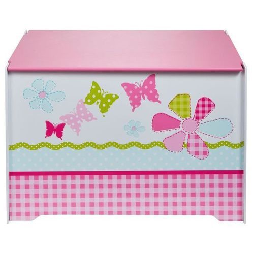 Coffre a Jouets Enfant en bois avec couvercle HelloHome Rose et Blanc - Photo n°3; ?>