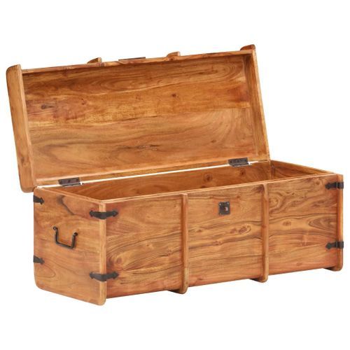 Coffre de rangement 90x40x40 cm Bois d'acacia solide - Photo n°3; ?>