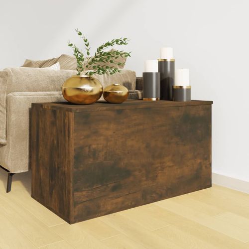 Coffre de rangement Chêne fumé 84x42x46 cm Bois d'ingénierie - Photo n°3; ?>