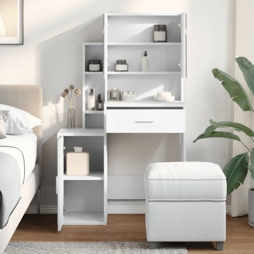 Coiffeuse avec armoire blanc 80x35x132 cm - Photo n°3; ?>