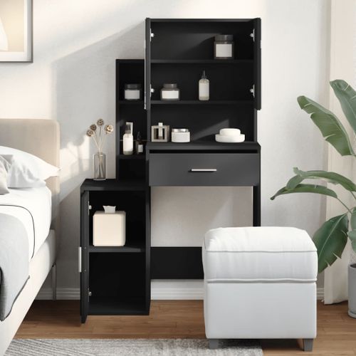 Coiffeuse avec armoire noir 80x35x132 cm - Photo n°3; ?>