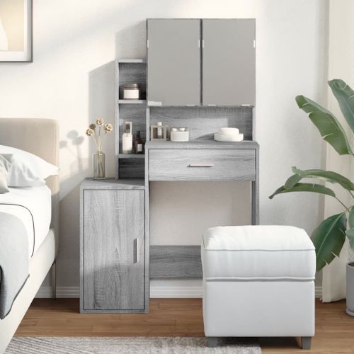 Coiffeuse avec armoire sonoma gris 80x35x132 cm - Photo n°3; ?>