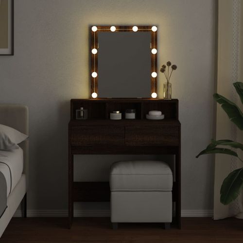 Coiffeuse avec LED chêne marron 80x41x144,5 cm - Photo n°3; ?>