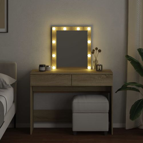 Coiffeuse avec LED chêne sonoma 100x40x130 cm - Photo n°3; ?>