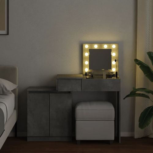 Coiffeuse avec LED gris béton 115x37x110,5 cm - Photo n°3; ?>