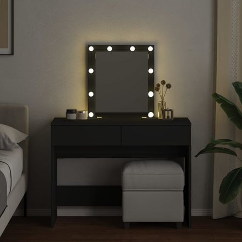 Coiffeuse avec LED noir 100x40x130 cm - Photo n°3; ?>