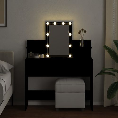 Coiffeuse avec LED noir 100x40x130 cm - Photo n°3; ?>