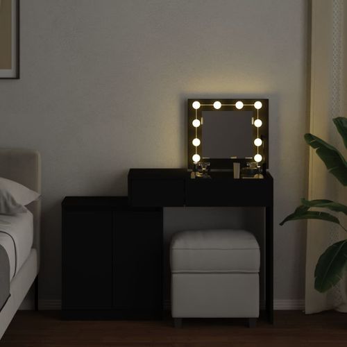 Coiffeuse avec LED noir 115x37x110,5 cm - Photo n°3; ?>