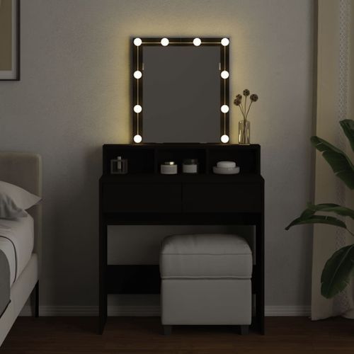 Coiffeuse avec LED noir 80x41x144,5 cm - Photo n°3; ?>