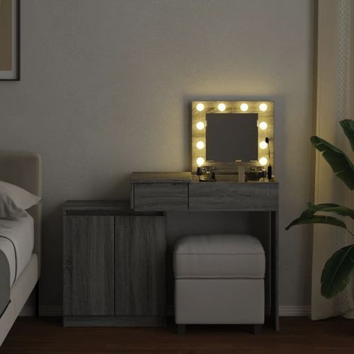 Coiffeuse avec LED sonoma gris 115x37x110,5 cm - Photo n°3; ?>