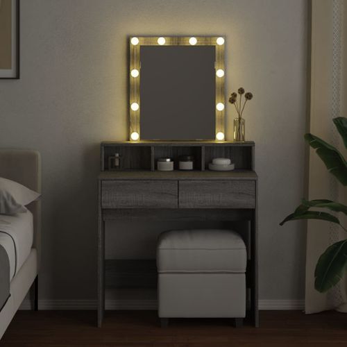 Coiffeuse avec LED sonoma gris 80x41x144,5 cm - Photo n°3; ?>