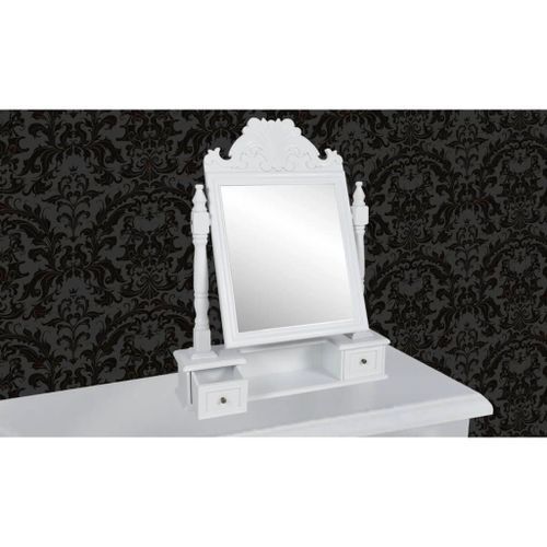 Coiffeuse avec miroir pivotant rectangulaire MDF - Photo n°2; ?>