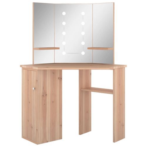 Coiffeuse d'angle avec LED Chêne 111x54x141,5 cm - Photo n°2; ?>