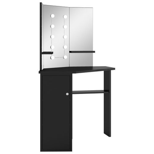 Coiffeuse d'angle avec LED Noir 111x54x141,5 cm - Photo n°3; ?>