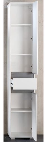 Colonne de salle de bain 2 portes 1 tiroir MDF blanc brillant Sabine L 35 cm - Photo n°2; ?>