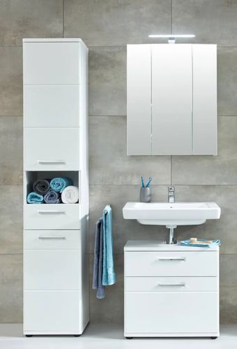 Colonne salle de bain 2 portes 1 tiroir mélaminé blanc Micko - Photo n°2; ?>