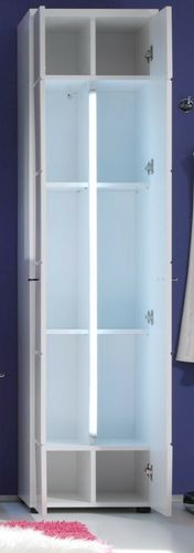 Colonne salle de bain à LED 2 portes mélaminé blanc Polyn - Photo n°3; ?>