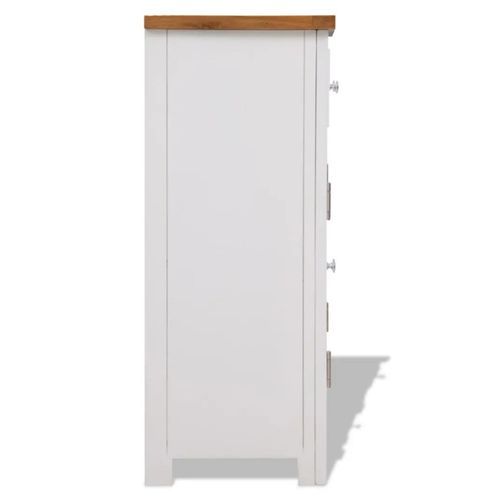 Commode 2 portes 2 tiroirs acacia massif blanc et chêne clair Félicie - Photo n°3; ?>