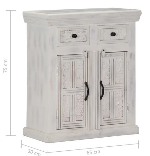 Commode 2 portes 2 tiroirs manguier massif blanc Vek - Photo n°3; ?>