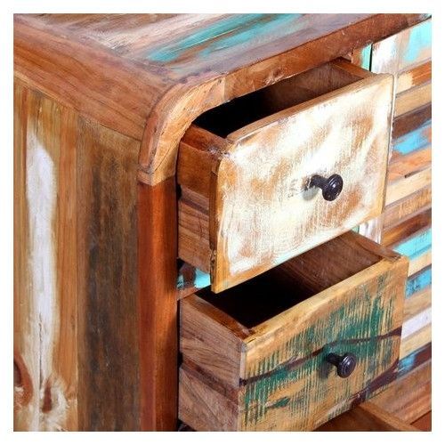 Commode 3 tiroirs 1 porte bois massif recyclé Moust - Photo n°2; ?>