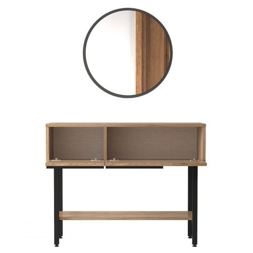 Console fixe avec miroir bois et rotin Zenax 160 cm - Photo n°2; ?>