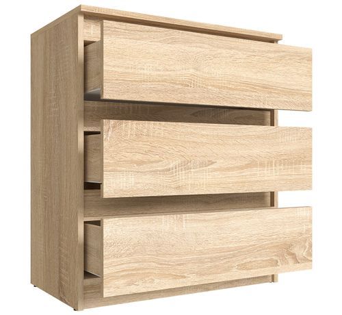 Commode 3 tiroirs bois chêne clair Selan - Photo n°2; ?>