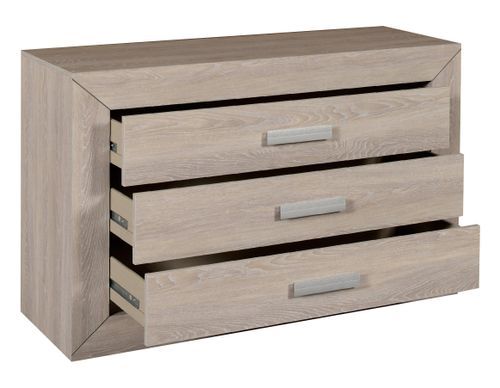 Commode 3 tiroirs bois de chêne grisé Lima - Photo n°2; ?>