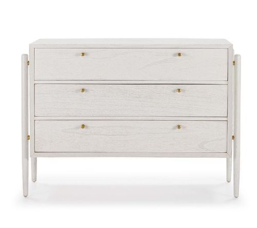 Commode 3 tiroirs bois massif blanc Vazen - Photo n°2; ?>