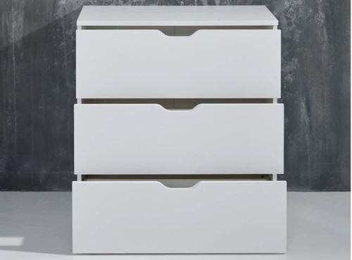 Commode 3 tiroirs laqué blanc Badi - Photo n°3; ?>