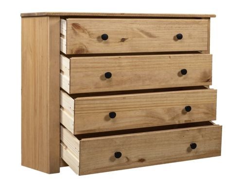 Commode 4 tiroirs en bois de pin massif Autika 80 cm – Élégance rustique et praticité - Photo n°2; ?>