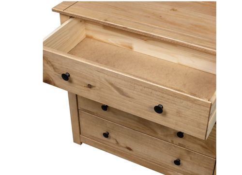 Commode 4 tiroirs en bois de pin massif Autika 80 cm – Élégance rustique et praticité - Photo n°3; ?>