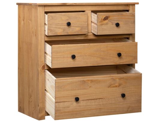 Commode 4 tiroirs en bois de pin massif Autika 80 cm – Élégance rustique et praticité - Photo n°2; ?>