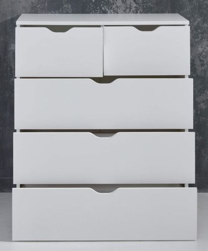 Commode 5 tiroirs blanc Badi - Photo n°3; ?>